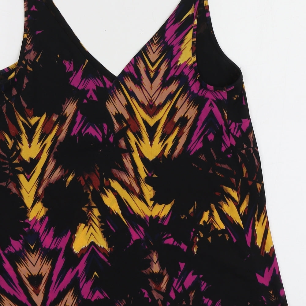 Papaya Womens Multicoloured Geometric Polyester Basic T-Shirt Size 8 V-Neck