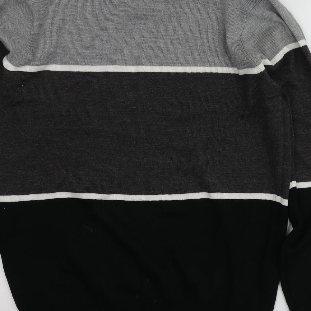 Cedar Wood State Mens Multicoloured Round Neck Striped Acrylic Pullover Jumper Size M