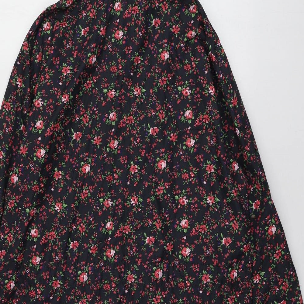 Papaya Womens Black Floral Parka Jacket Size S