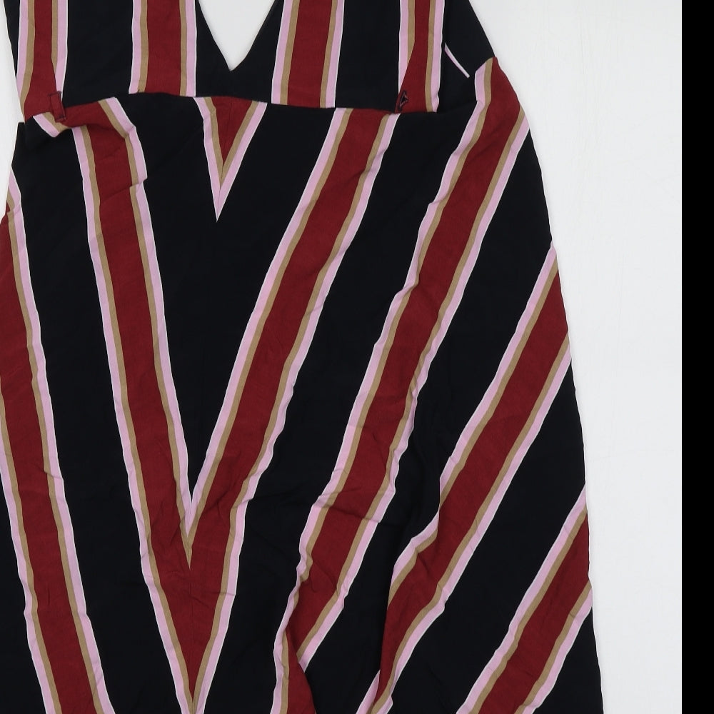 Top Shop Womens Multicoloured Striped Viscose Mini Size 6 V-Neck