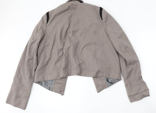 Zara Womens Beige Jacket Size L Hook & Eye