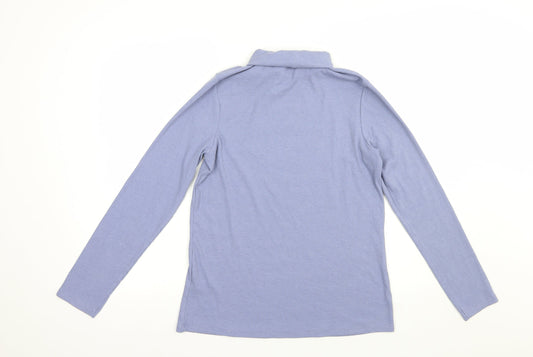 George Womens Blue Roll Neck Cotton Pullover Jumper Size 14