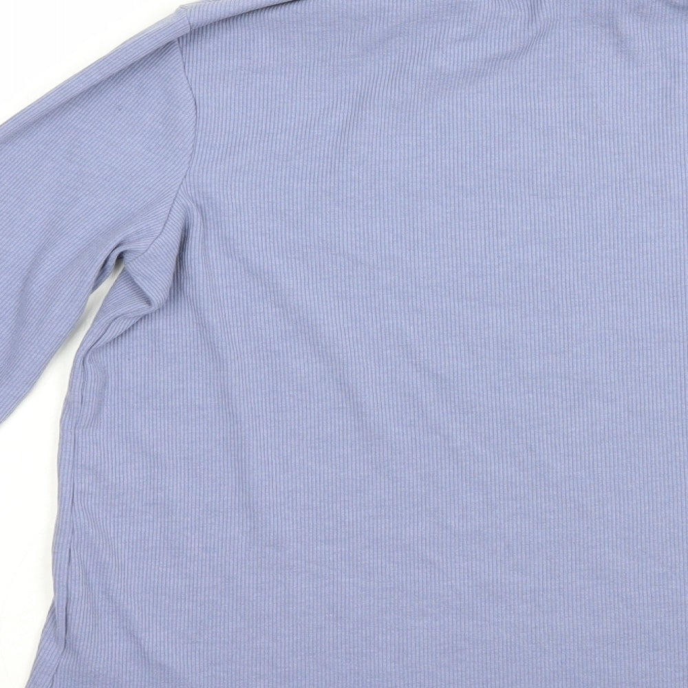 George Womens Blue Roll Neck Cotton Pullover Jumper Size 14