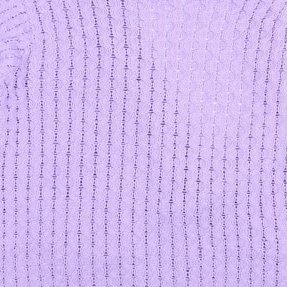 Pure & Natural` Womens Purple V-Neck Acrylic Cardigan Jumper Size M