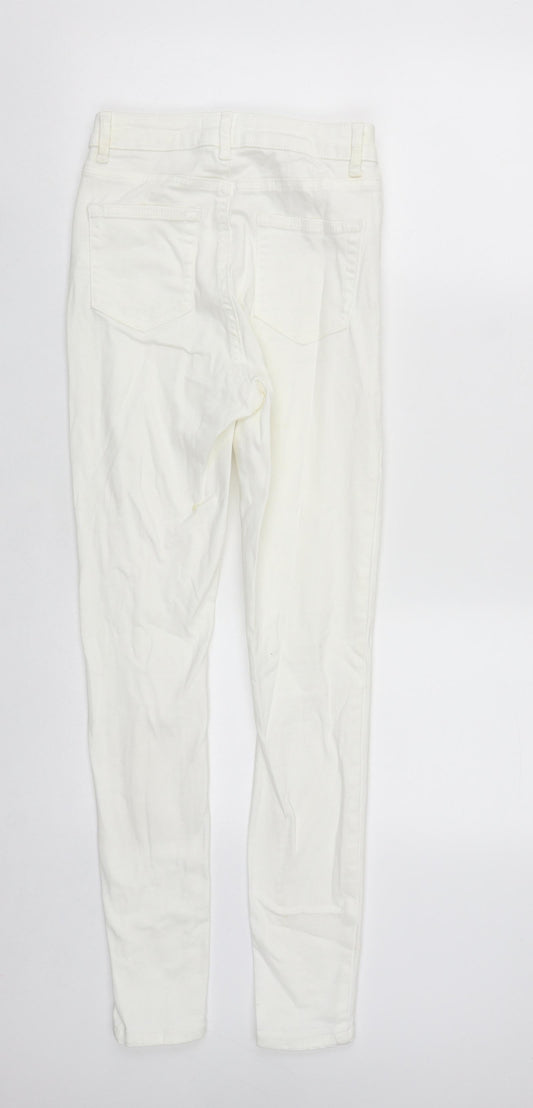 Denim & Co. Womens White Cotton Straight Jeans Size 8 L29 in Regular Zip