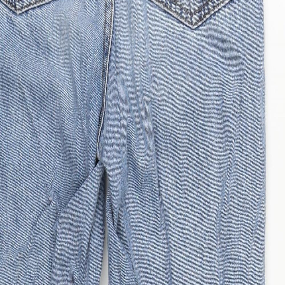 Denim & Co. Womens Blue Cotton Straight Jeans Size 4 L27 in Regular Zip