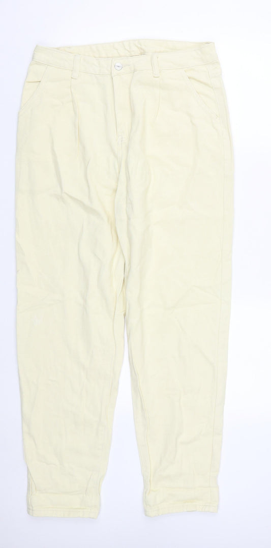 SheIn Womens Yellow Cotton Straight Jeans Size L L29 in Regular Zip