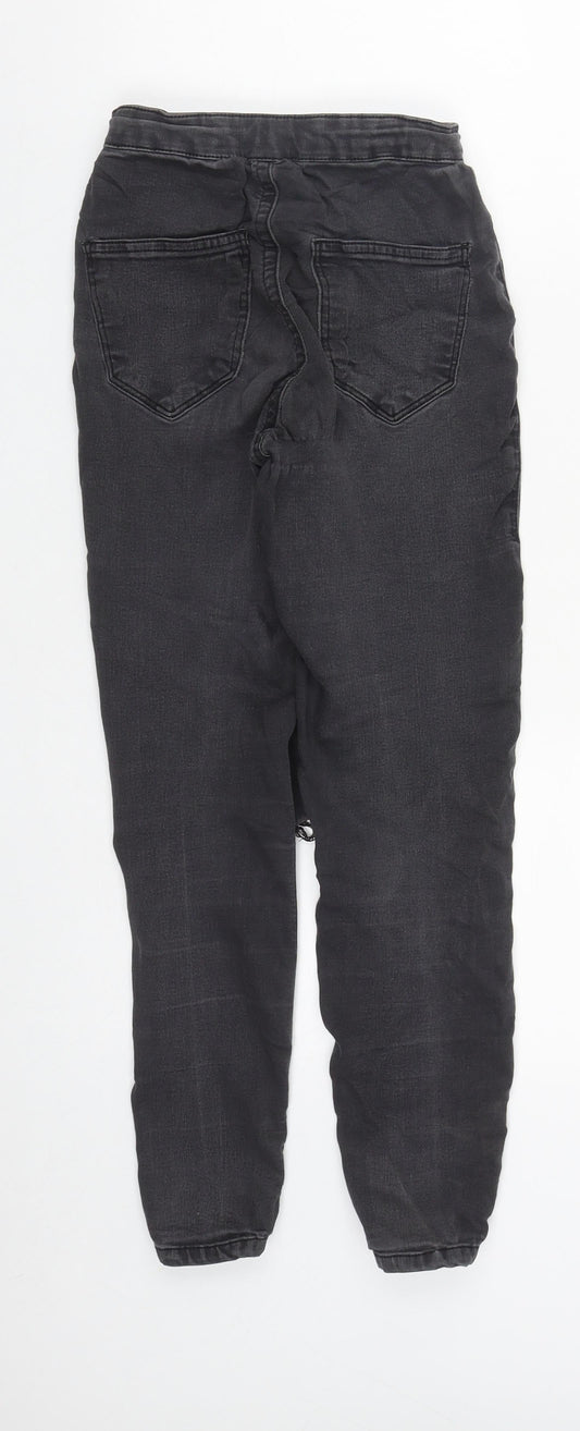 Topshop Womens Black Cotton Straight Jeans Size 24 in L24 in Regular Zip