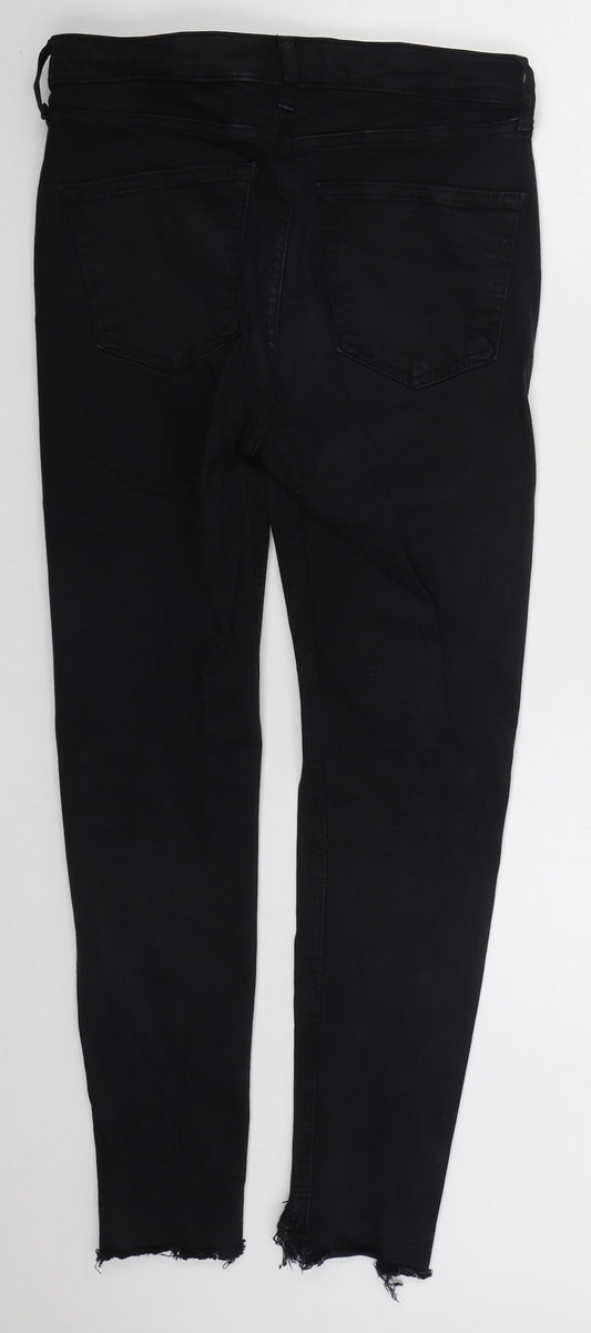 Topshop Womens Black Cotton Skinny Jeans Size 30 in L27 in Regular Button