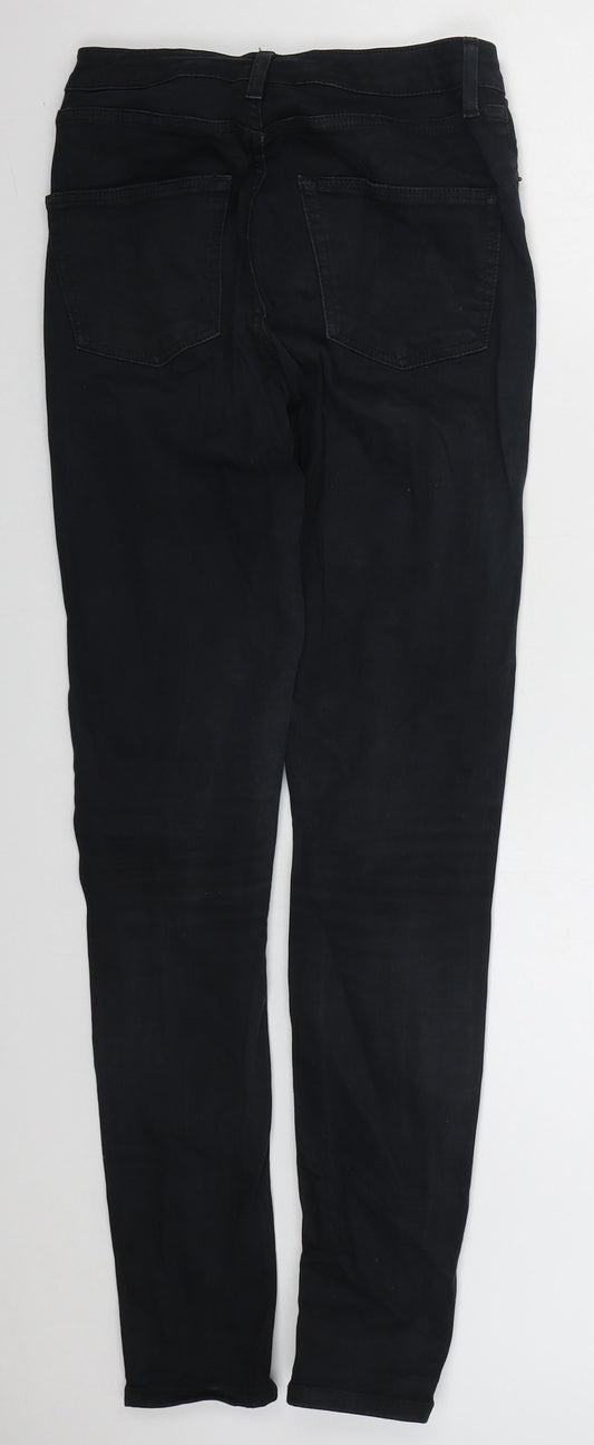 Topshop Womens Black Cotton Skinny Jeans Size 28 in L30 in Regular Button