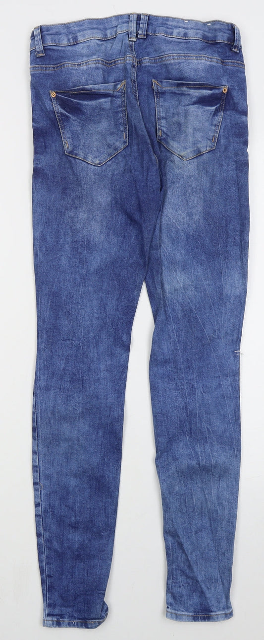New Look Womens Blue Cotton Skinny Jeans Size 8 L29 in Regular Button