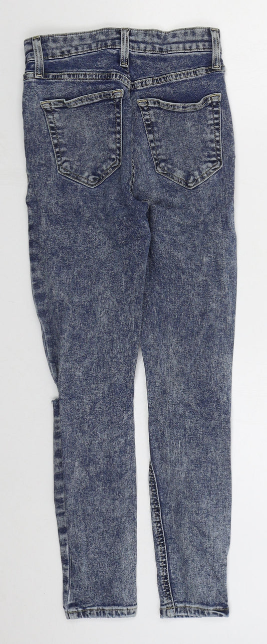 Topshop Womens Blue Cotton Skinny Jeans Size 26 in L26 in Regular Button