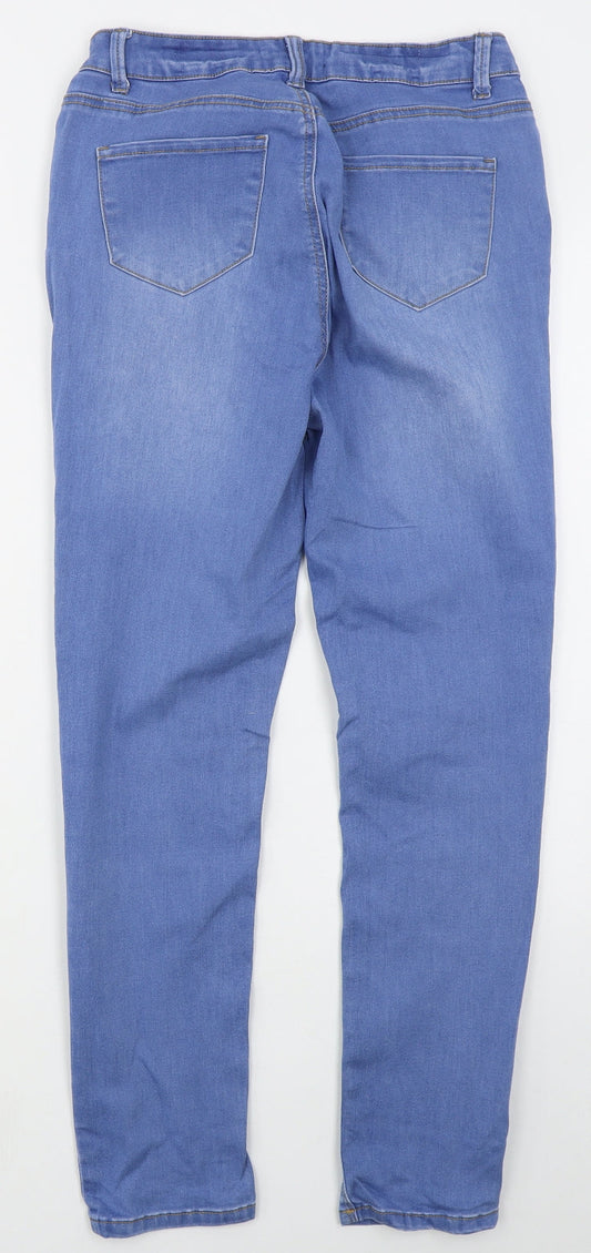 Peacocks Womens Blue Cotton Skinny Jeans Size 10 L29 in Regular Button