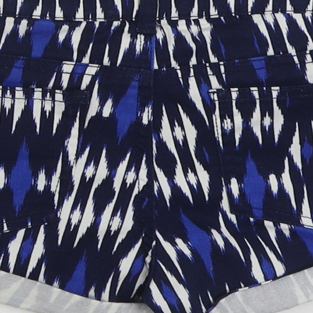 H&M Girls Blue Striped Cotton Hot Pants Shorts Size 11 Years Regular Zip