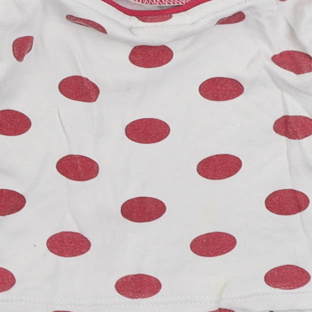 Mini Vlub Girls Multicoloured Polka Dot 100% Cotton Basic T-Shirt Size 6-9 Months Round Neck Pullover - Disney