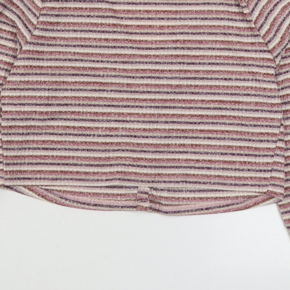 Primark Womens Multicoloured V-Neck Striped Polyester Cardigan Jumper Size XS