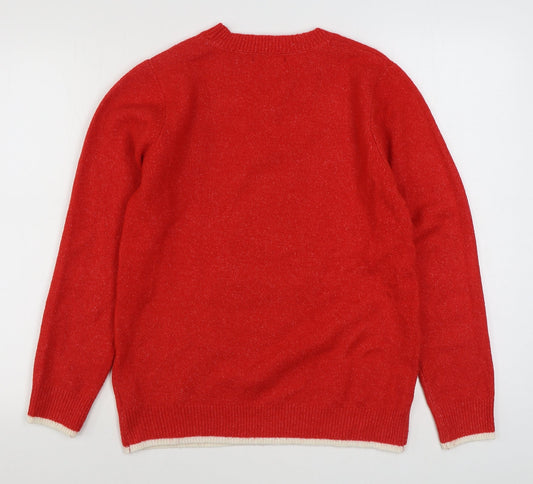 F&F Womens Red Round Neck Polyester Pullover Jumper Size 12