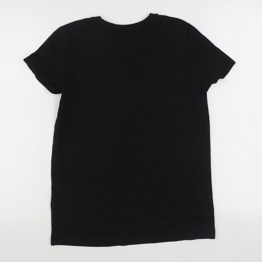Matalan Girls Black 100% Cotton Basic T-Shirt Size 13 Years Round Neck Pullover