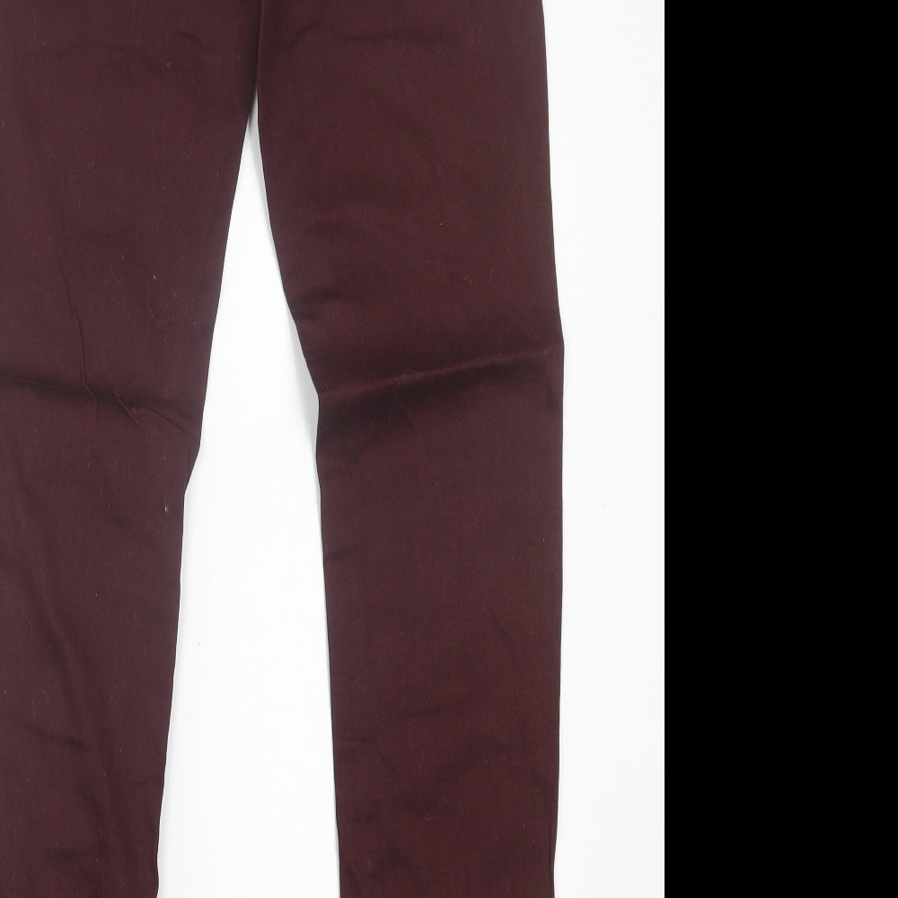 B.YOU Womens Purple Cotton Skinny Jeans Size 10 L31 in Regular Button