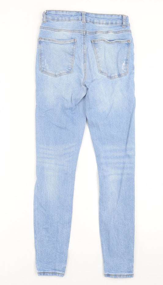 Denim & Co. Womens Blue Cotton Skinny Jeans Size 8 L28 in Regular Button