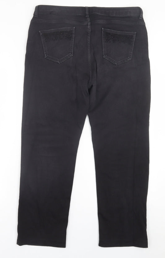 Per Una Womens Black  Cotton Straight Jeans Size 36 in L27 in Regular Button