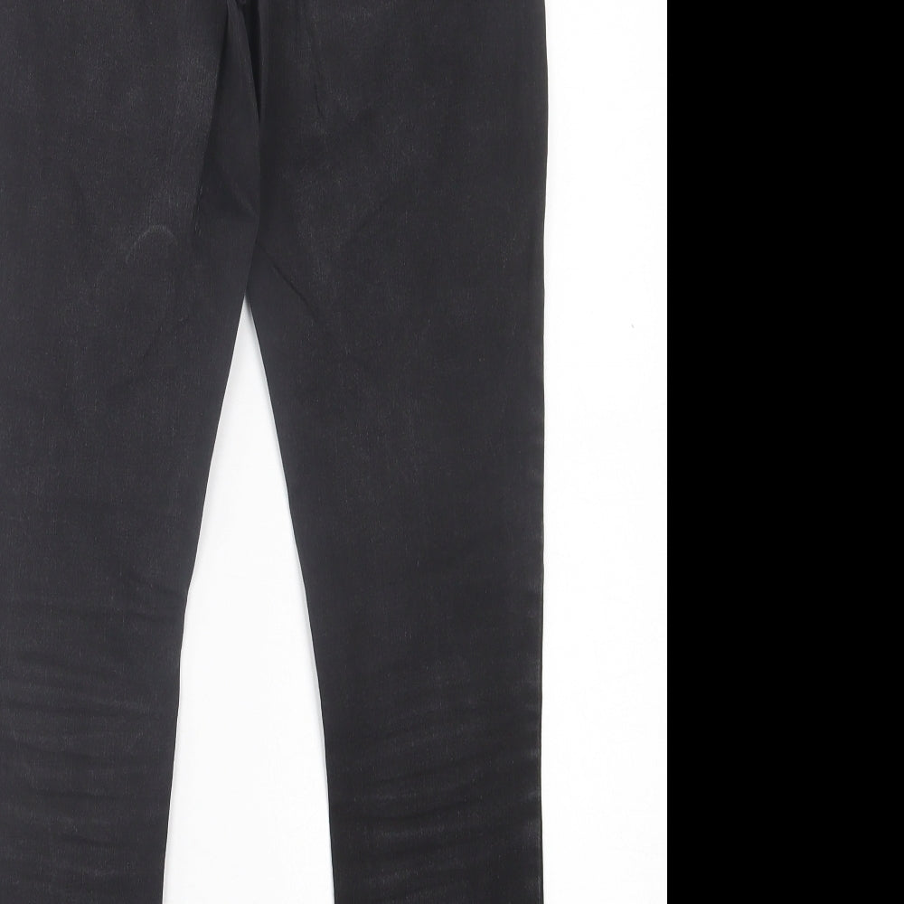 Topshop Womens Black Cotton Skinny Jeans Size 26 in L30 in Regular Button