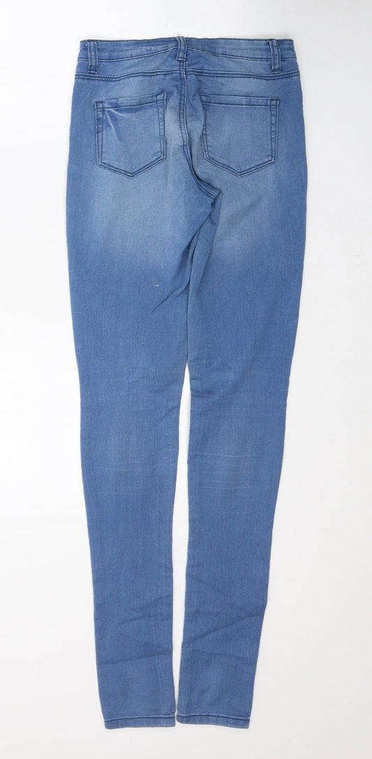 Denim & Co. Womens Blue Cotton Skinny Jeans Size 6 L34 in Regular Button