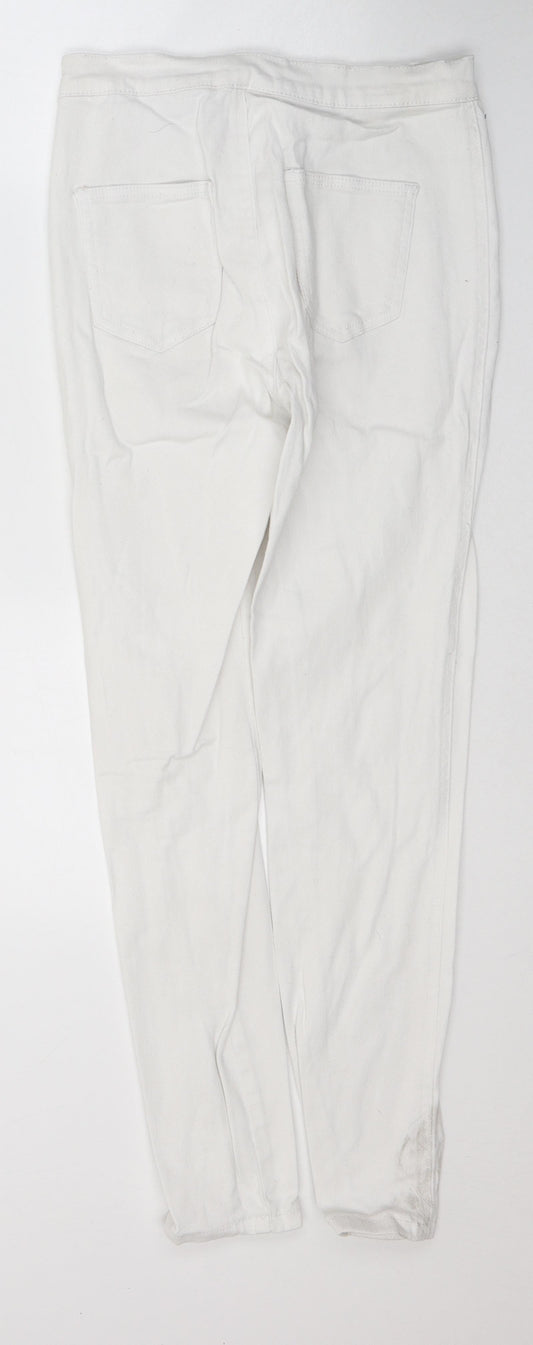 PRETTYLITTLETHING Womens White Cotton Skinny Jeans Size 8 L28 in Regular Button