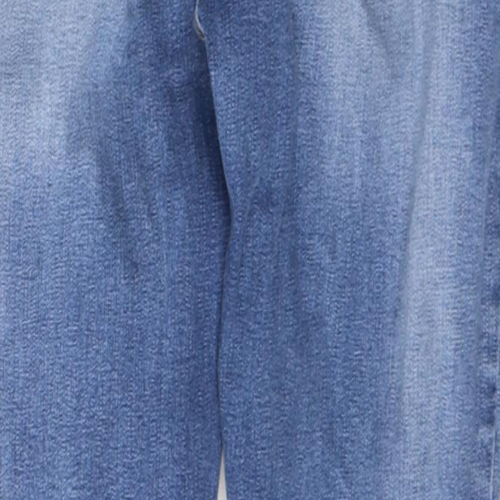 Missguided Womens Blue  Cotton Skinny Jeans  L28 in Regular Button