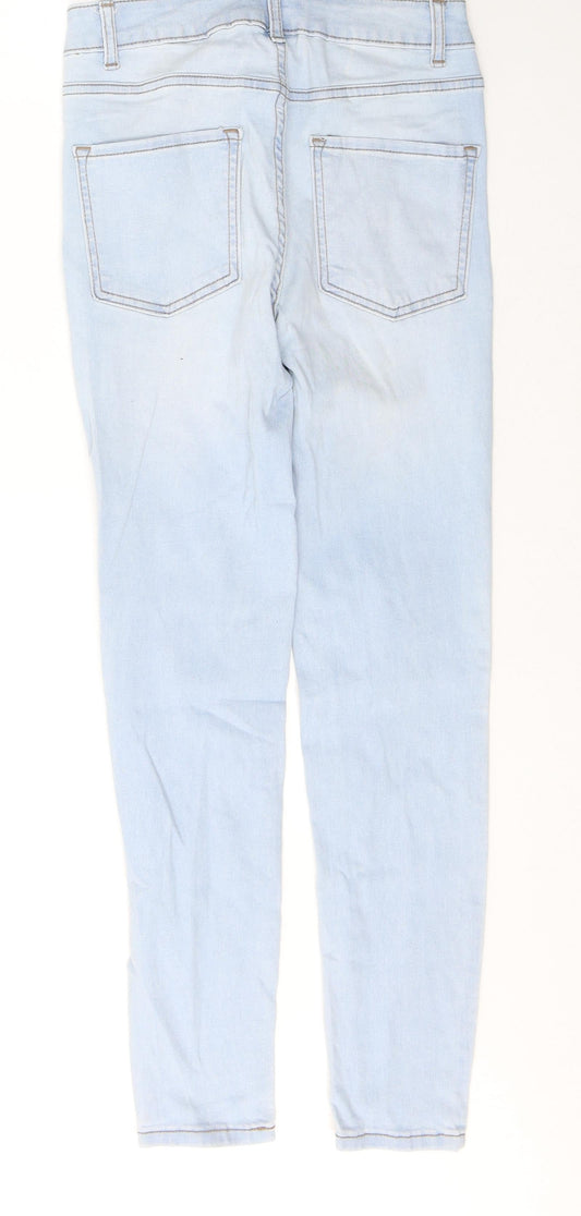 Denim & Co. Womens Blue Cotton Skinny Jeans Size 8 L26 in Regular Button