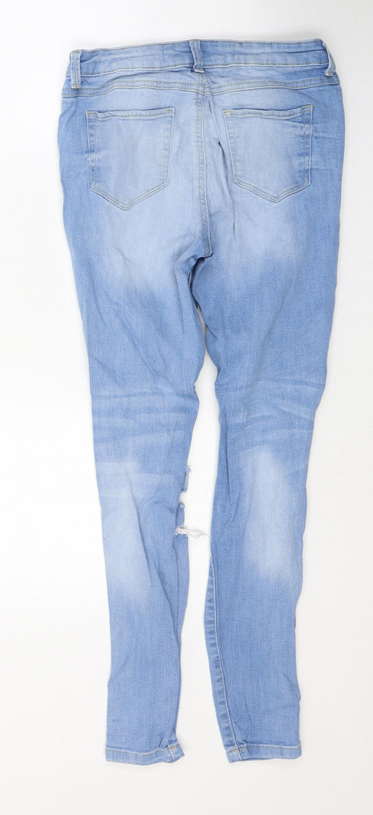 Denim & Co. Womens Blue Cotton Skinny Jeans Size 10 L27 in Regular Button