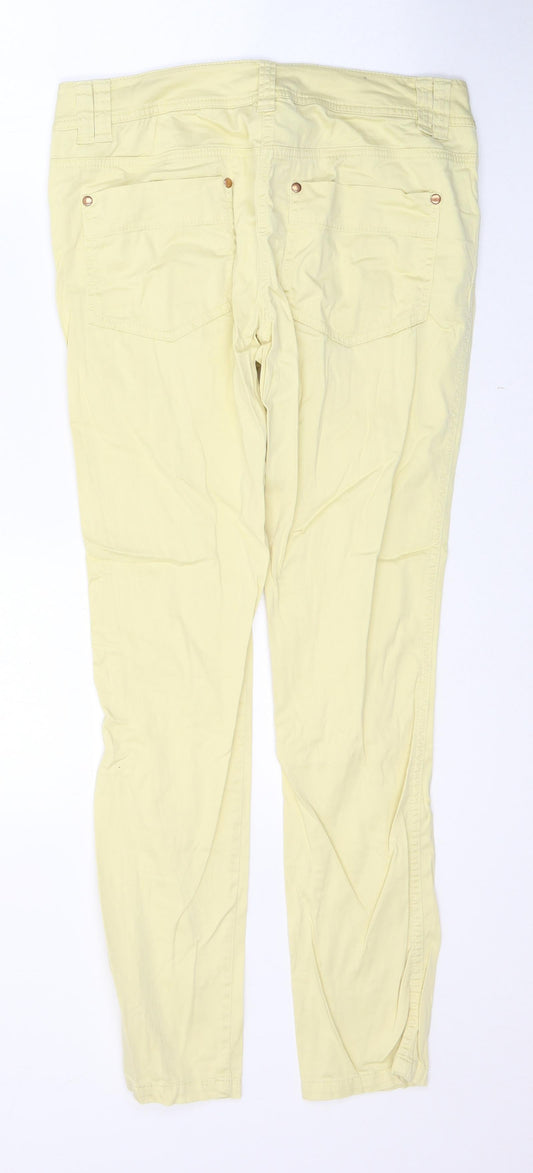 NEXT Womens Yellow Cotton Straight Jeans Size 10 L28 in Regular Button