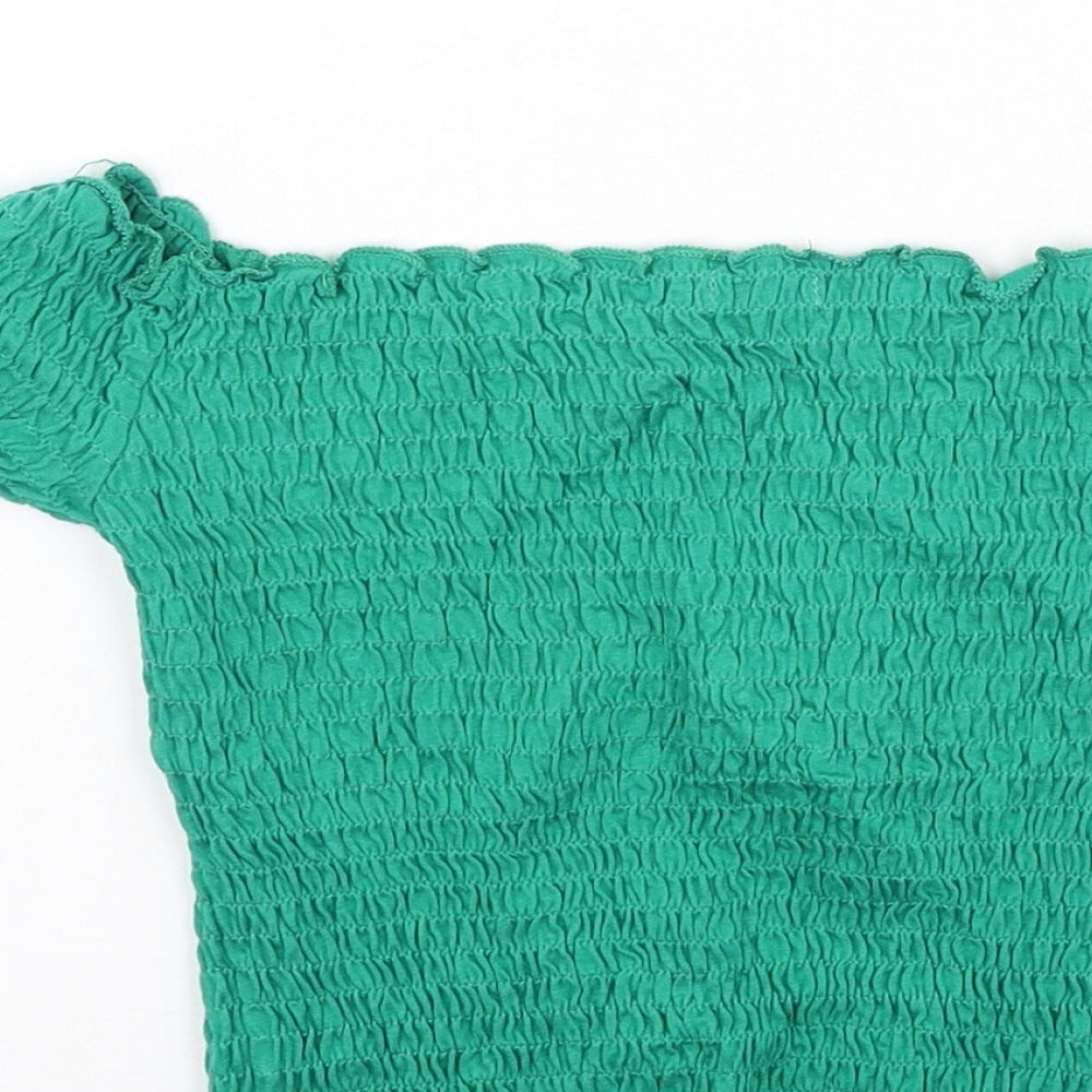 Womens UK Size M Stradivarius Green Basic T-Shirt
