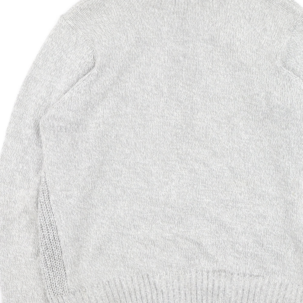 hle Mens Grey High Neck Cotton Full Zip Jumper Size M