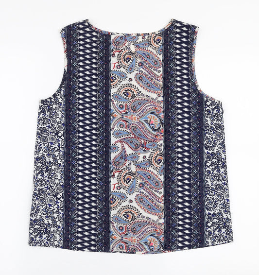 Jaqueline De Yong Womens Multicoloured Paisley Polyester Basic Blouse Size 8 Round Neck