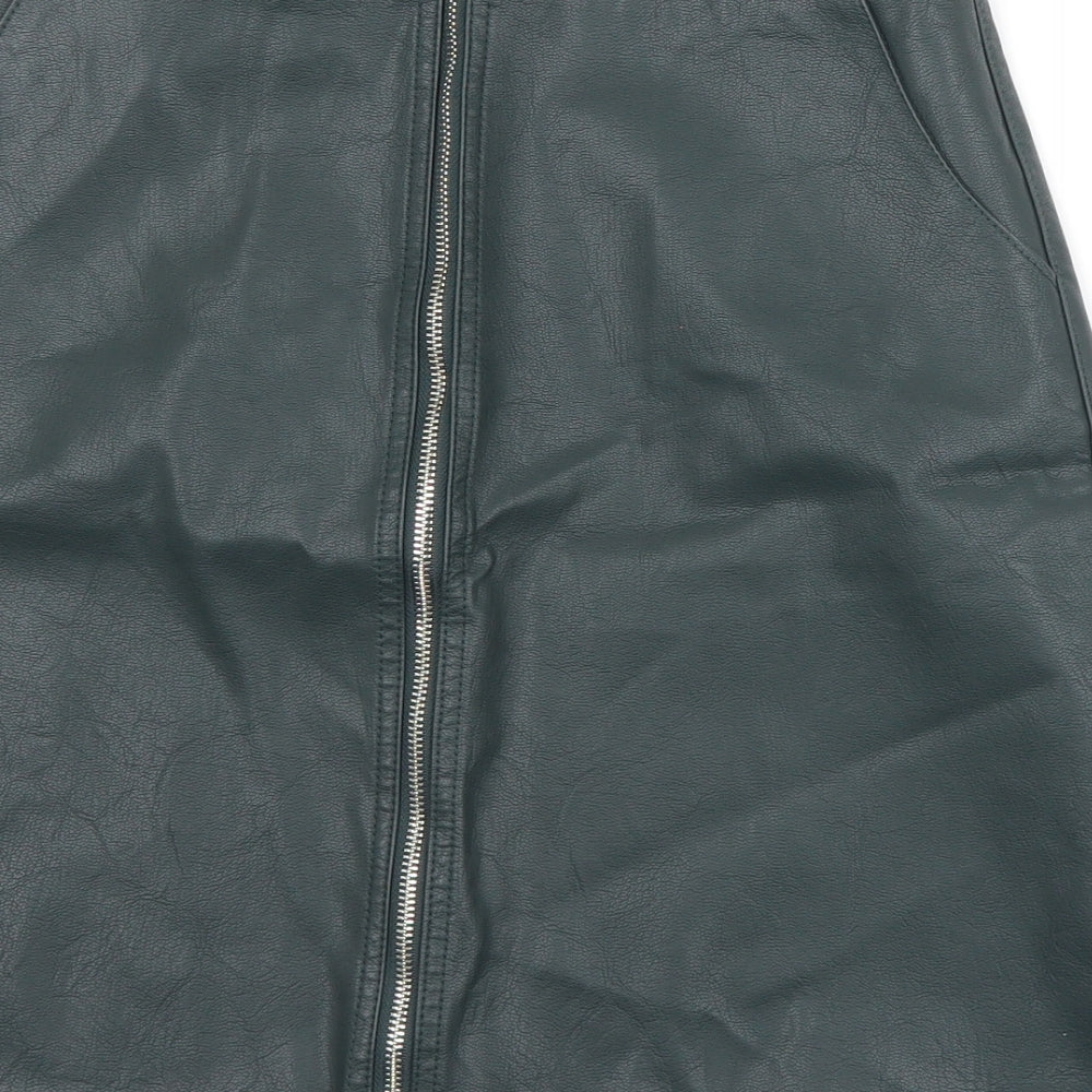 A&G Womens Green Viscose A-Line Skirt Size XS Zip