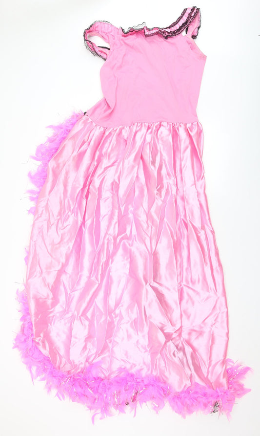 Smiffys Womens Pink Polyester Wrap Dress Size M Round Neck - Fancy Dress