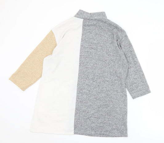 Nutmeg Womens Multicoloured Mock Neck  Polyester Pullover Jumper Size 12