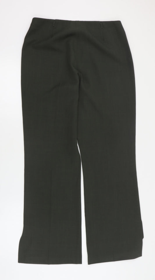 Select Womens Green Polyester Dress Pants Trousers Size 14 L32 in Regular Zip