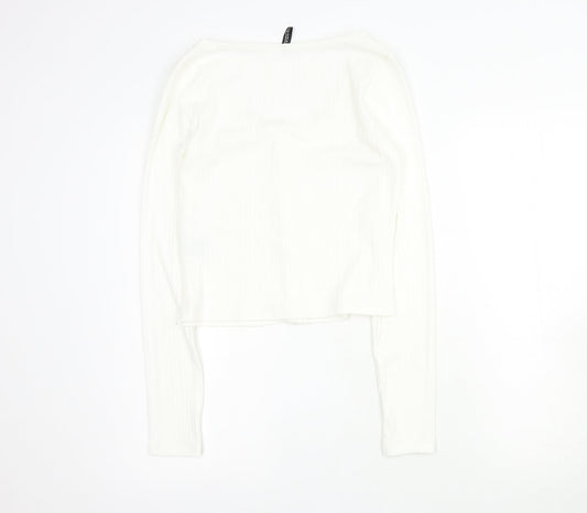 Womens UK Size L H&M White Cropped T-Shirt