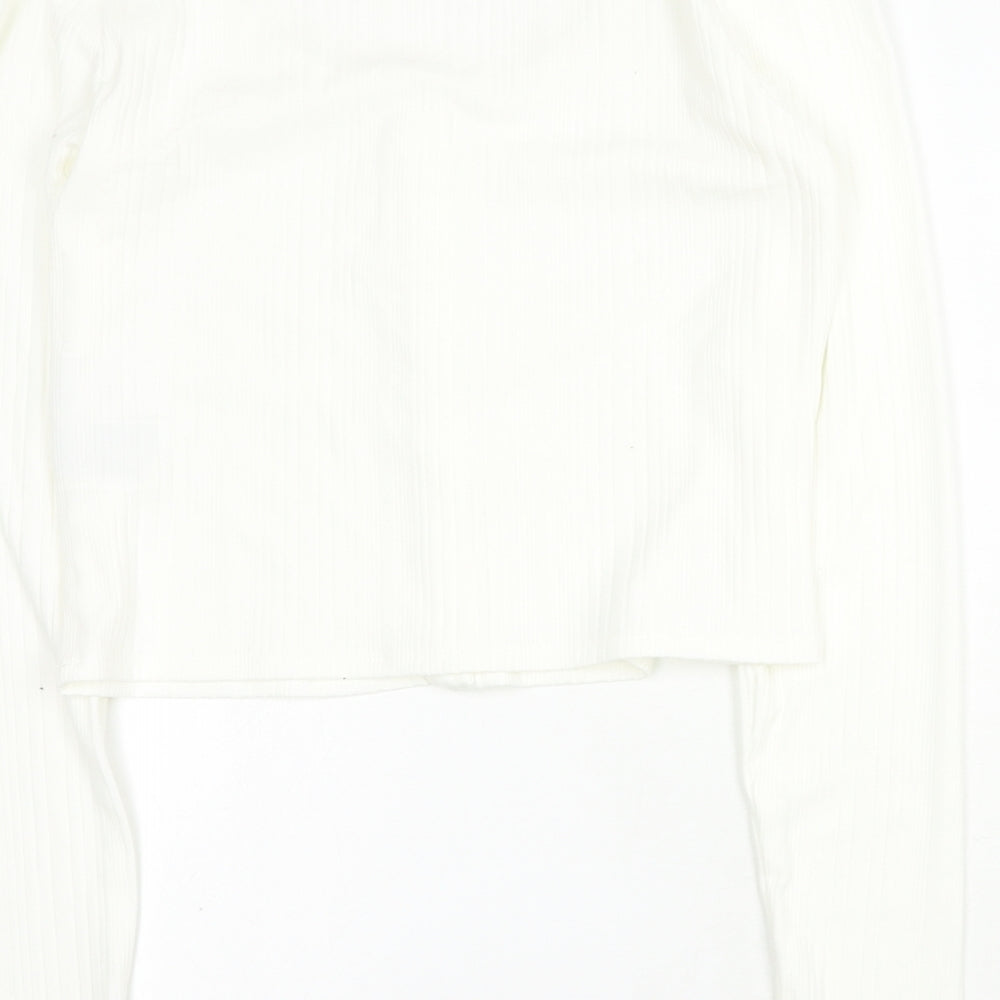 Womens UK Size L H&M White Cropped T-Shirt