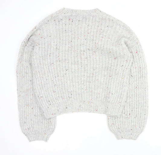 Primark Womens Grey Round Neck Acrylic Pullover Jumper Size 2XS