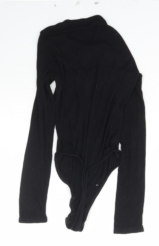 PRETTYLITTLETHING Womens Black Polyester Bodysuit One-Piece Size 8 Snap