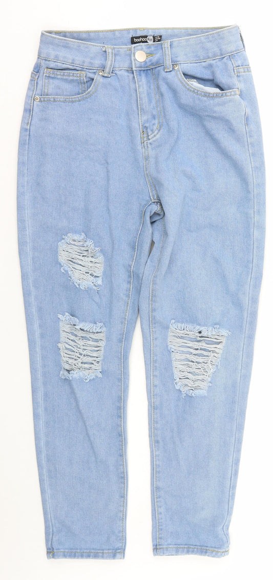 Womens UK Size 10 Boohoo Regular Fit Tapered Blue Jeans