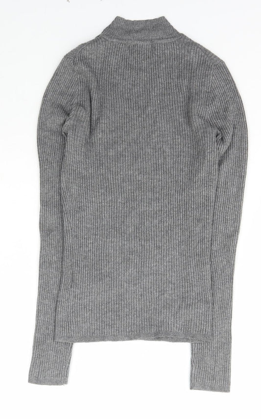 Primark Womens Grey High Neck Viscose Pullover Jumper Size XS