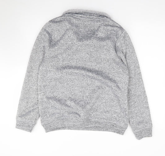 TU Womens Grey V-Neck Polyester Pullover Jumper Size 14 - Fur Lined