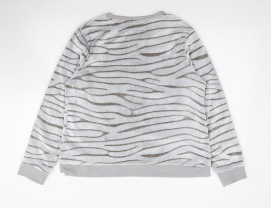 Debenhams Womens Grey Crew Neck Animal Print Polyester Pullover Jumper Size 12 - Lounge Top