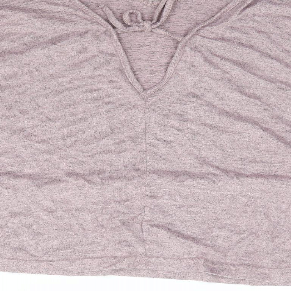 SheIn Womens Pink Polyester Jersey T-Shirt Size XL V-Neck - Batwing