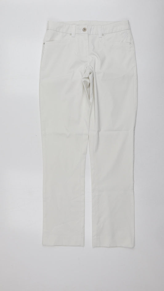 Abacus Womens White Polyester Trousers Size 4 L31 in Regular