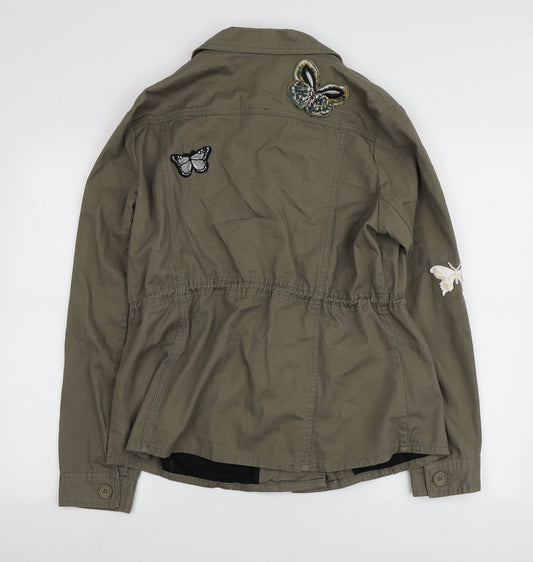 George Womens Green Geometric Parka Jacket Size 12